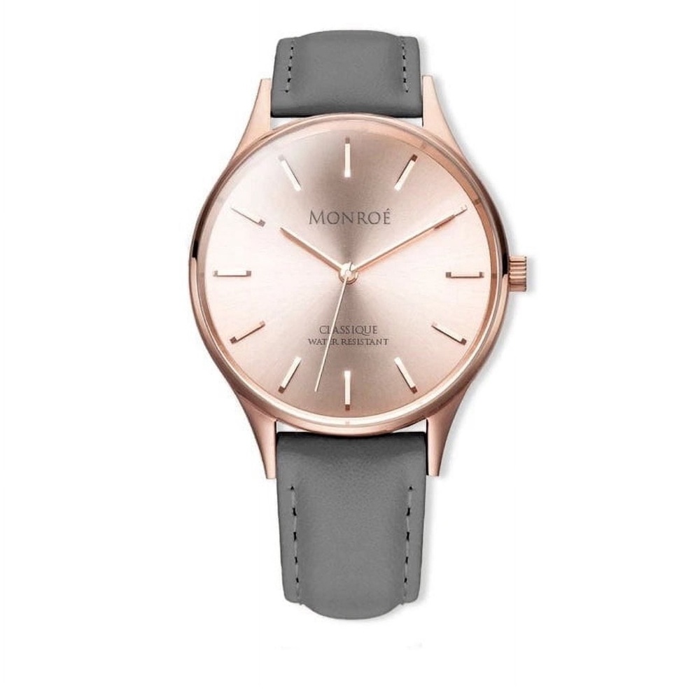 NEW Maestro Monroe Womens Watch Sunburst Grey Leather/Rose